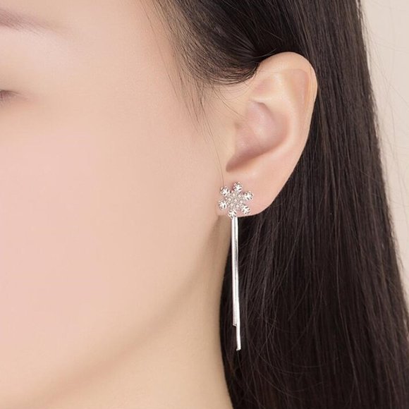 925 sterling silver Hollow Flowers Exaggerated Pop Earrings for women, J159 - Picture 4 of 6